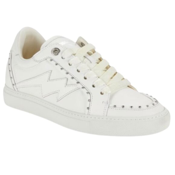 Zadig & Voltaire Flash Studded White Leather Sneakers | Size 40 (9) - Picture 1 of 9